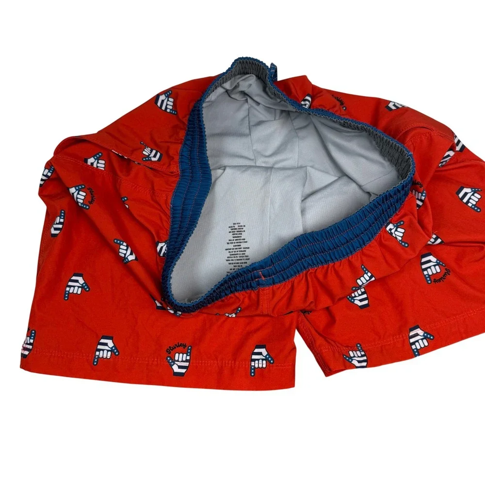Hurley Mens‎ Red Shaka Hand Print Swim Trunks Board Shorts Size Large 1416-1022